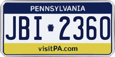 PA license plate JBI2360