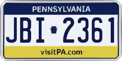 PA license plate JBI2361