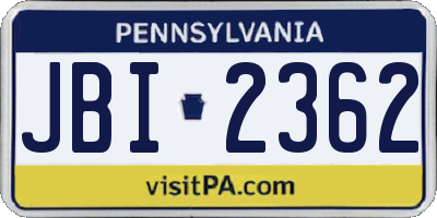 PA license plate JBI2362