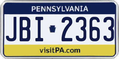 PA license plate JBI2363