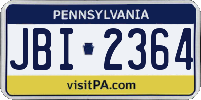 PA license plate JBI2364