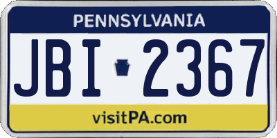 PA license plate JBI2367