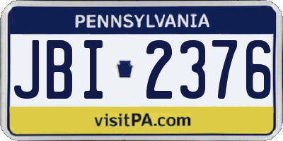 PA license plate JBI2376