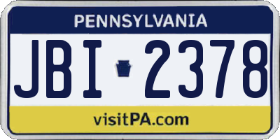 PA license plate JBI2378