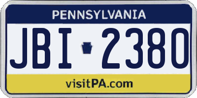 PA license plate JBI2380