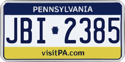 PA license plate JBI2385