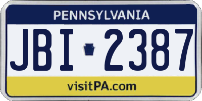 PA license plate JBI2387