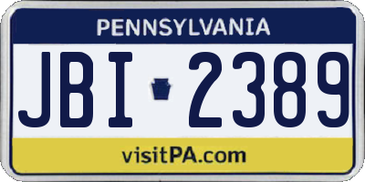 PA license plate JBI2389