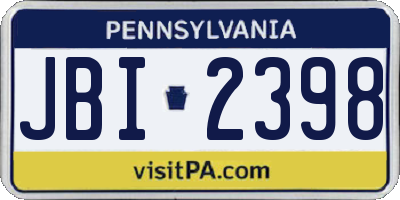 PA license plate JBI2398