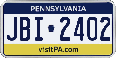 PA license plate JBI2402