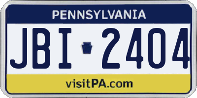 PA license plate JBI2404