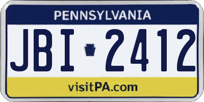 PA license plate JBI2412