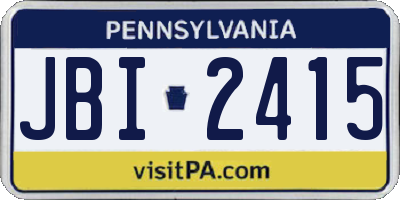 PA license plate JBI2415