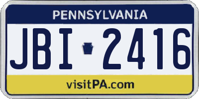 PA license plate JBI2416