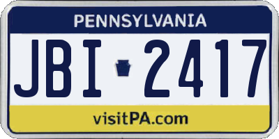 PA license plate JBI2417