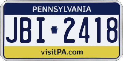 PA license plate JBI2418