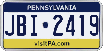 PA license plate JBI2419