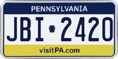 PA license plate JBI2420