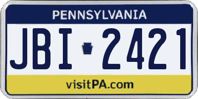 PA license plate JBI2421