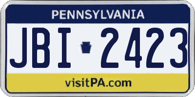 PA license plate JBI2423