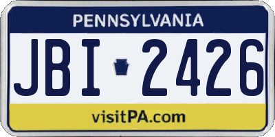PA license plate JBI2426