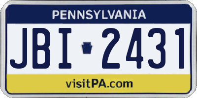 PA license plate JBI2431