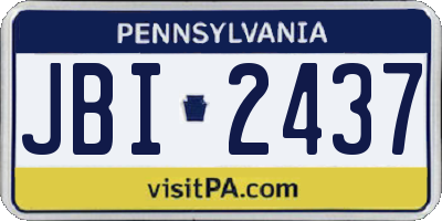 PA license plate JBI2437