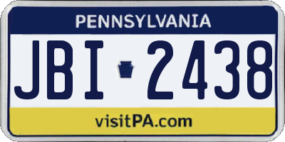 PA license plate JBI2438