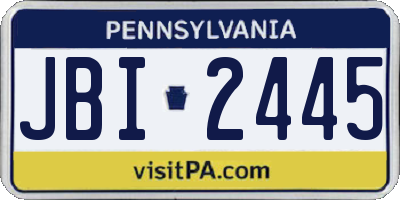 PA license plate JBI2445