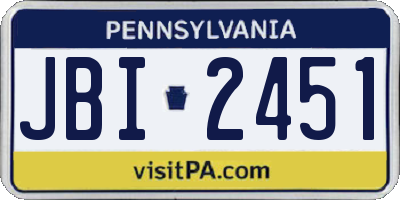 PA license plate JBI2451