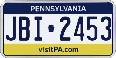 PA license plate JBI2453