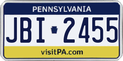 PA license plate JBI2455