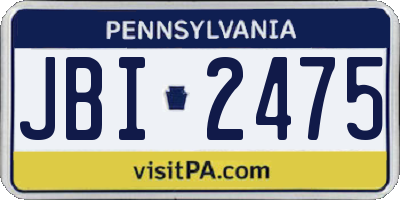 PA license plate JBI2475