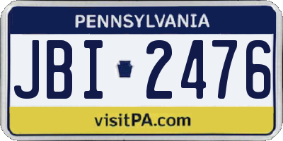 PA license plate JBI2476