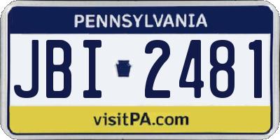 PA license plate JBI2481