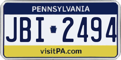 PA license plate JBI2494