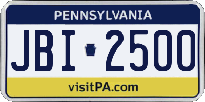 PA license plate JBI2500