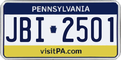 PA license plate JBI2501