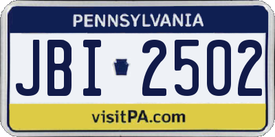 PA license plate JBI2502