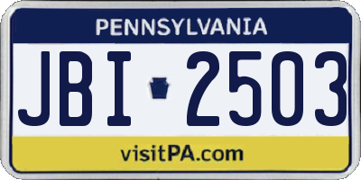 PA license plate JBI2503