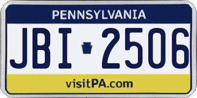 PA license plate JBI2506