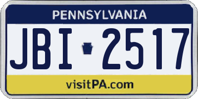 PA license plate JBI2517