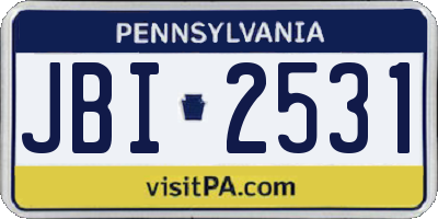 PA license plate JBI2531