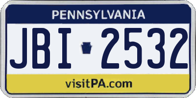 PA license plate JBI2532