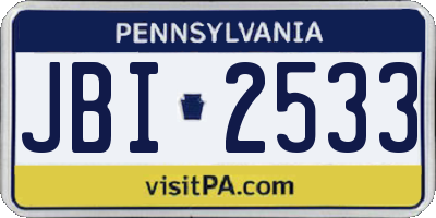 PA license plate JBI2533