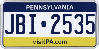 PA license plate JBI2535