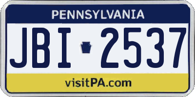 PA license plate JBI2537