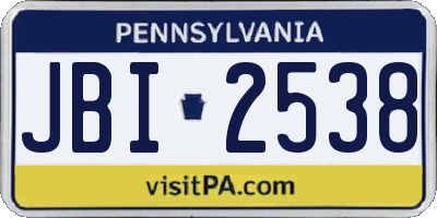 PA license plate JBI2538