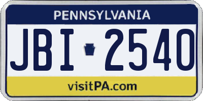 PA license plate JBI2540