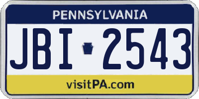 PA license plate JBI2543